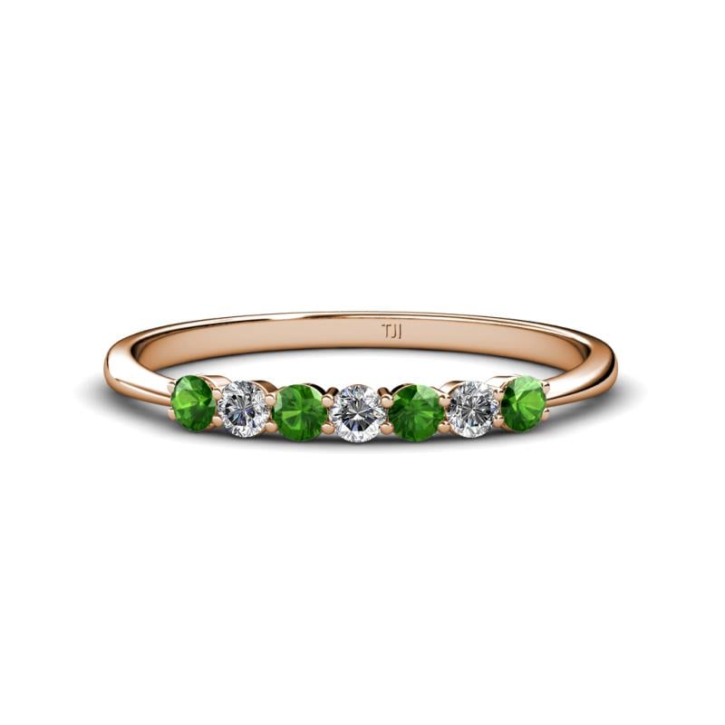 Reina 2.60 mm Green Garnet and Lab Grown Diamond 7 Stone Wedding Band 