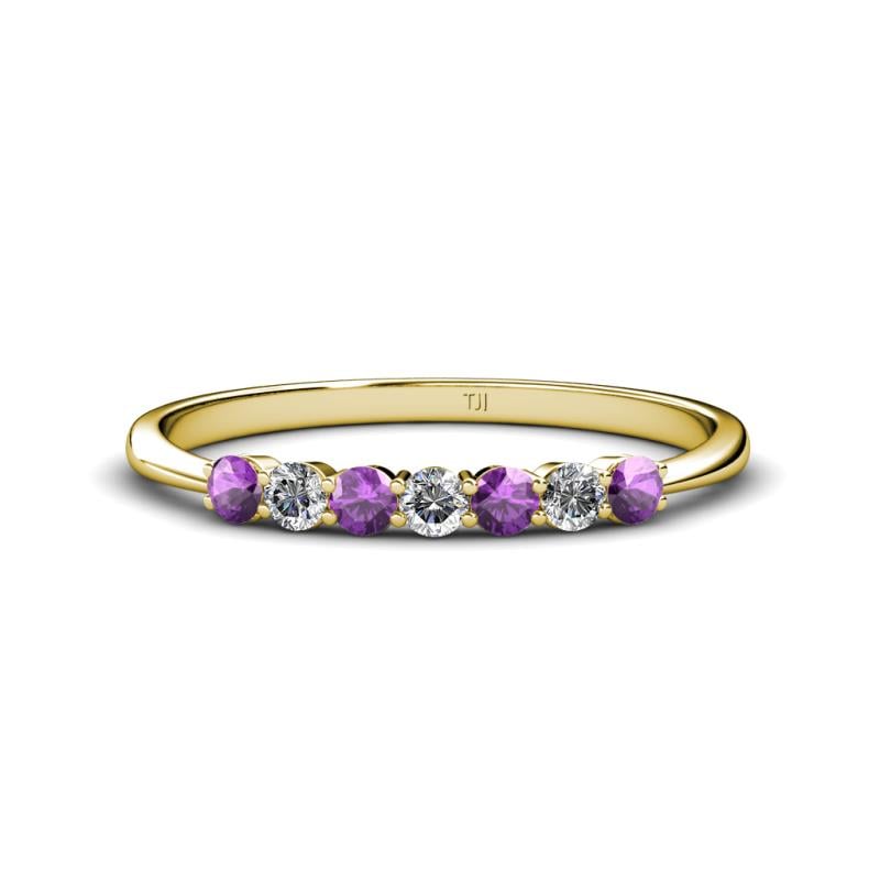 Reina 2.60 mm Amethyst and Lab Grown Diamond 7 Stone Wedding Band 