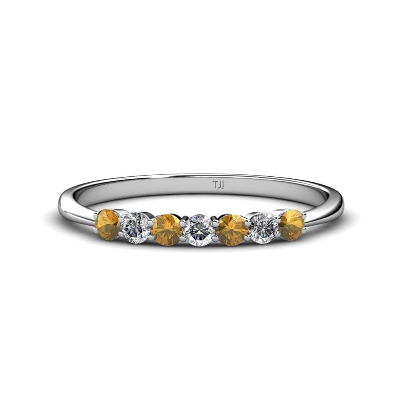 Reina 2.60 mm Citrine and Lab Grown Diamond 7 Stone Wedding Band 