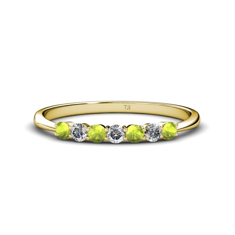 Reina 2.60 mm Peridot and Lab Grown Diamond 7 Stone Wedding Band 