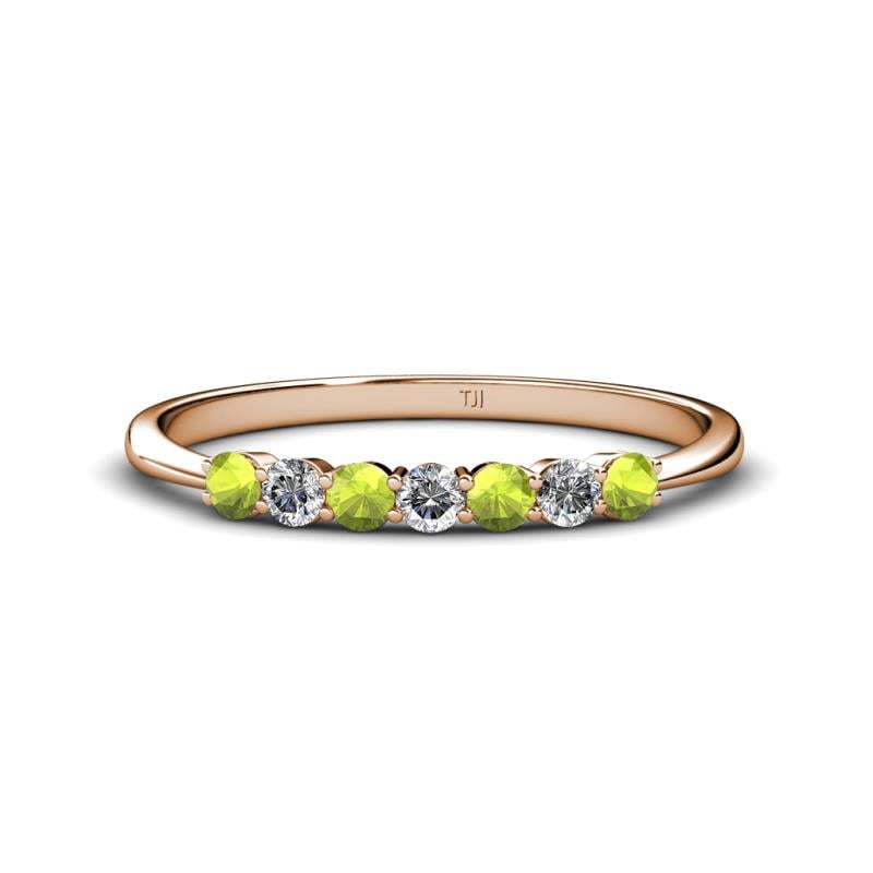 Reina 2.60 mm Peridot and Lab Grown Diamond 7 Stone Wedding Band 
