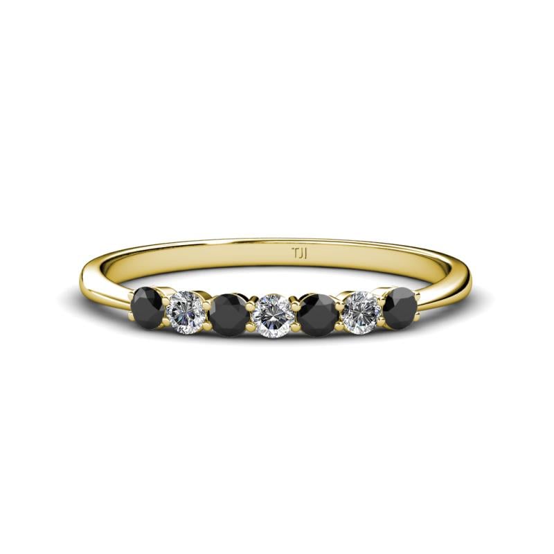 Reina 2.60 mm Black and White Lab Grown Diamond 7 Stone Wedding Band 