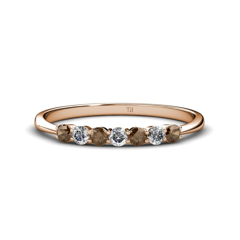 Reina 2.60 mm Smoky Quartz and Lab Grown Diamond 7 Stone Wedding Band 