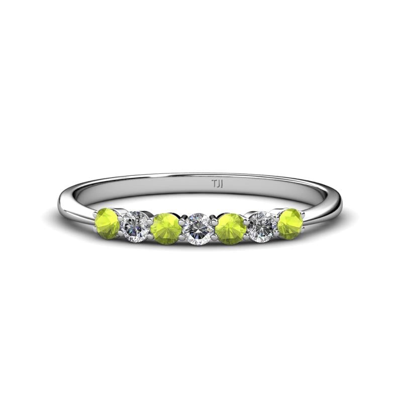 Reina 2.60 mm Peridot and Lab Grown Diamond 7 Stone Wedding Band 