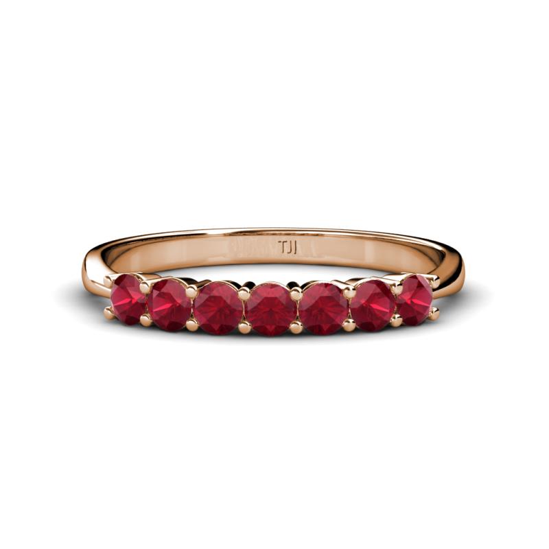Reina 3.00 mm Ruby 7 Stone Wedding Band 