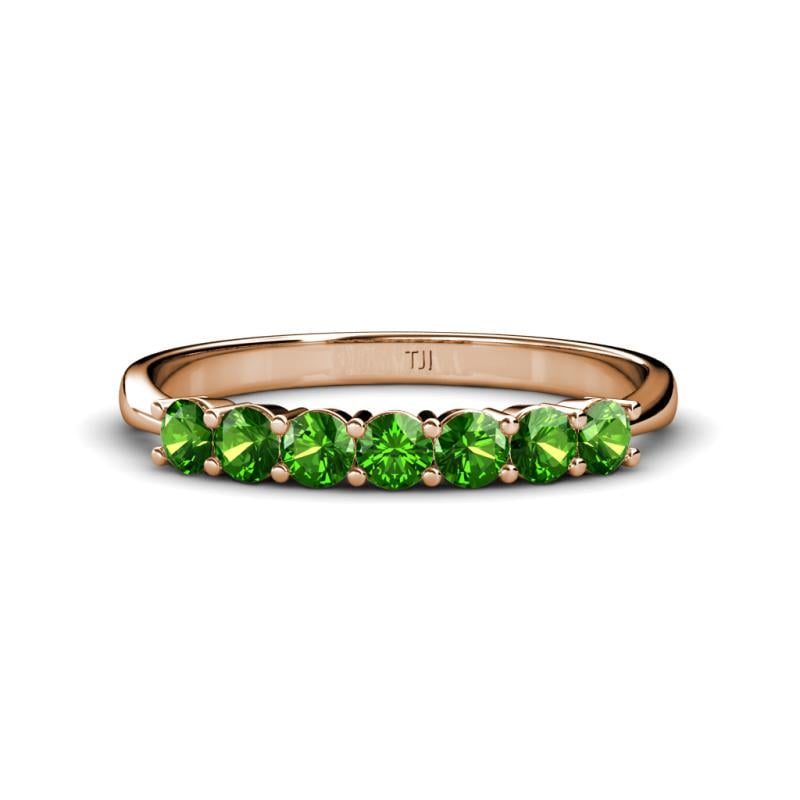 Reina 3.00 mm Green Garnet 7 Stone Wedding Band 