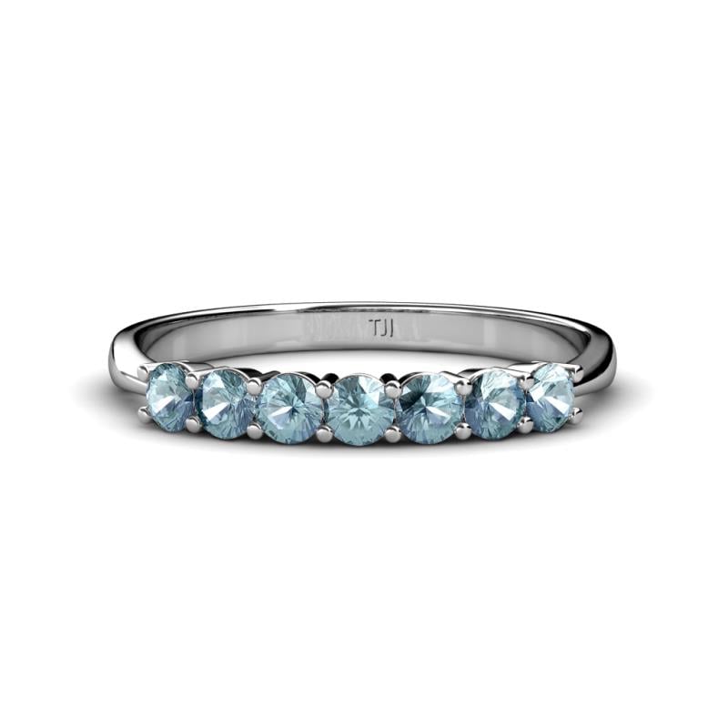 Reina 3.00 mm Aquamarine 7 Stone Wedding Band 