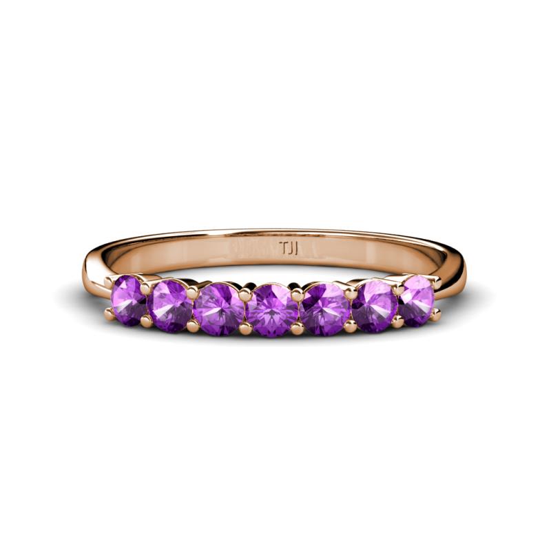 Reina 3.00 mm Amethyst 7 Stone Wedding Band 