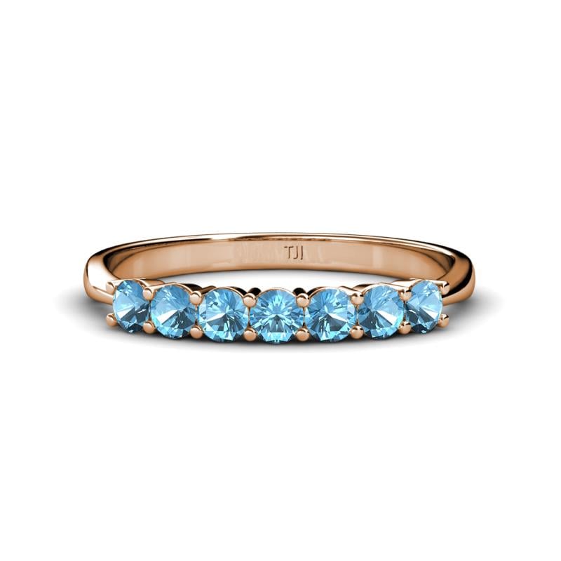 Reina 3.00 mm Blue Topaz 7 Stone Wedding Band 