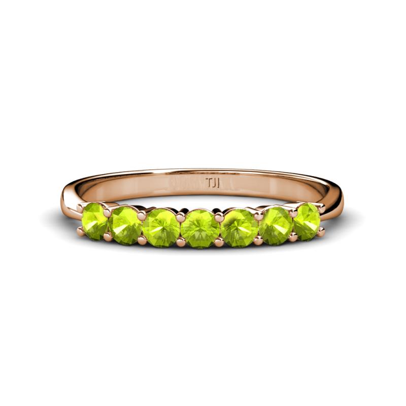 Reina 3.00 mm Peridot 7 Stone Wedding Band 