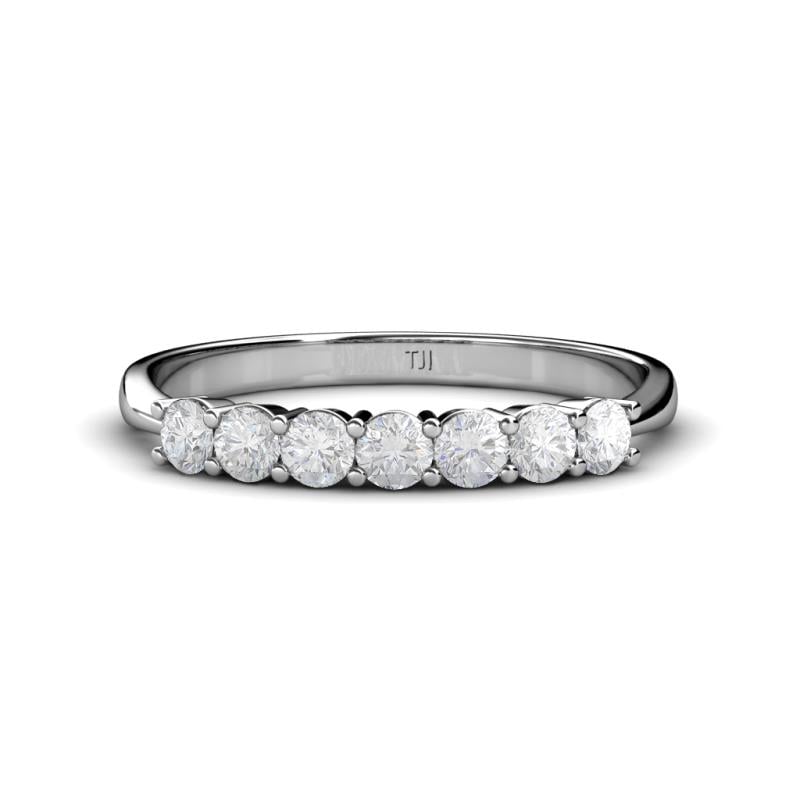 Reina 3.00 mm White Sapphire 7 Stone Wedding Band 