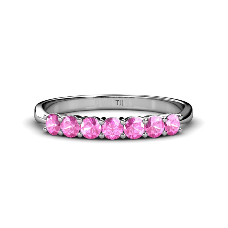 Reina 3.00 mm Pink Sapphire 7 Stone Wedding Band 