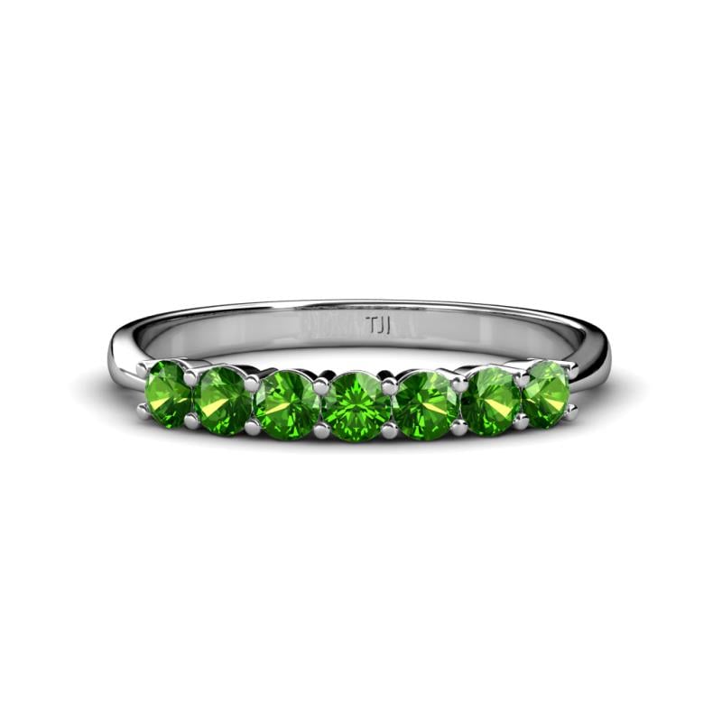 Reina 3.00 mm Green Garnet 7 Stone Wedding Band 
