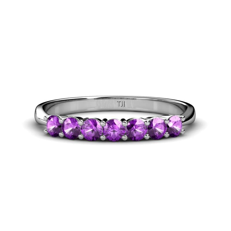Reina 3.00 mm Amethyst 7 Stone Wedding Band 