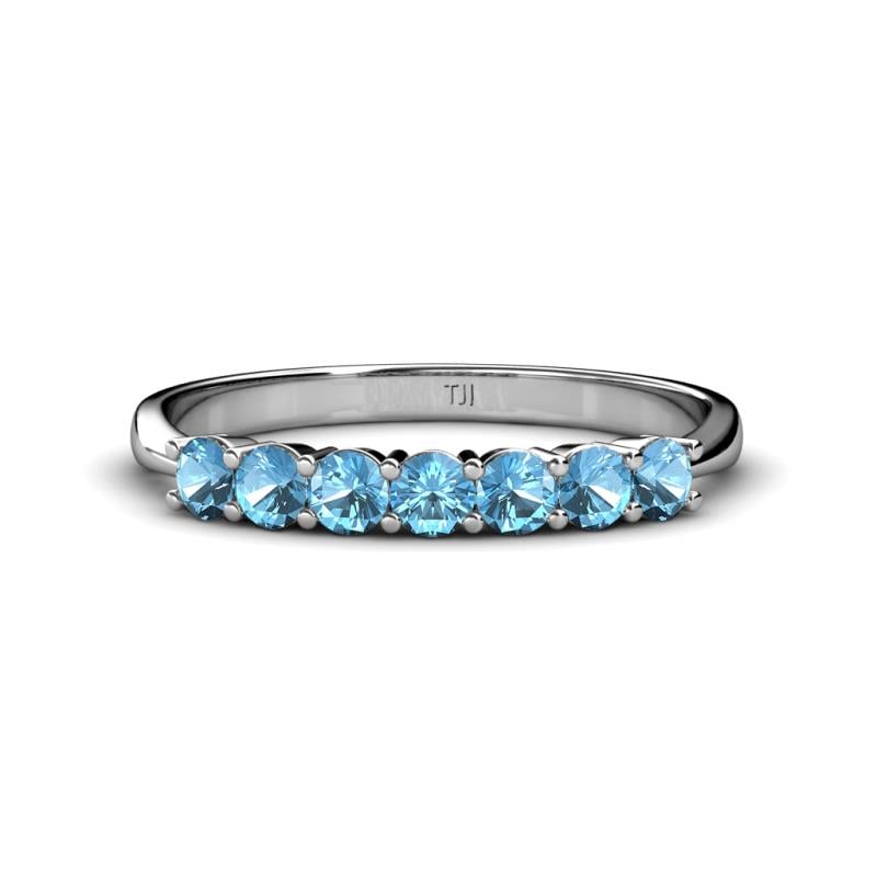 Reina 3.00 mm Blue Topaz 7 Stone Wedding Band 