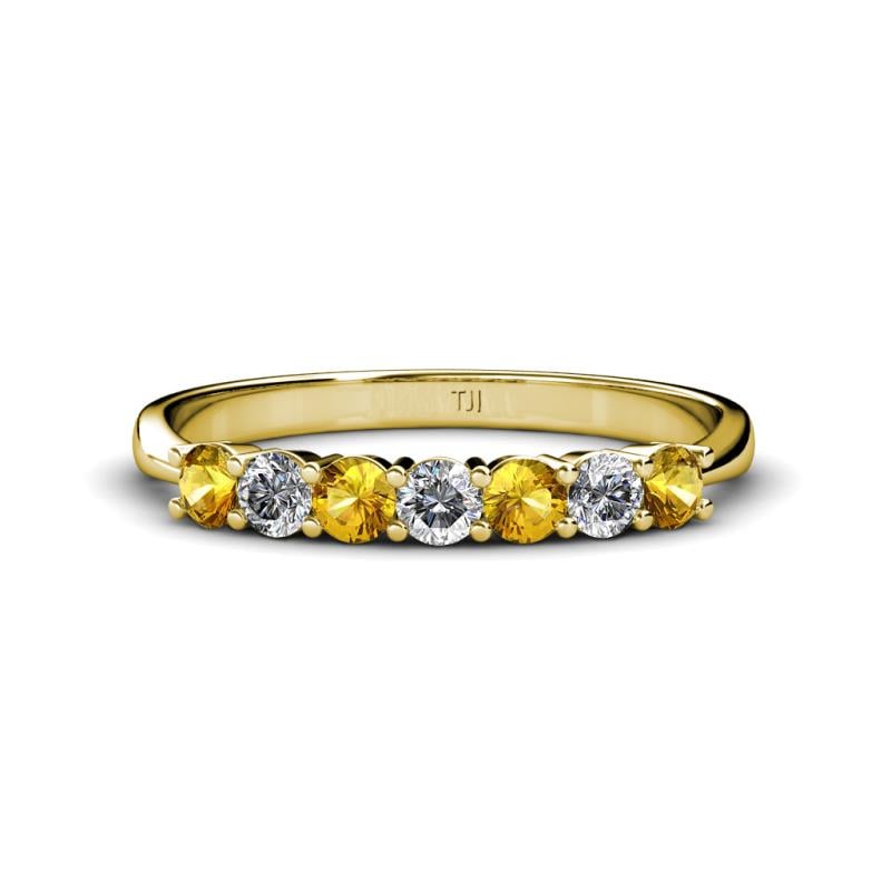 Reina 3.00 mm Citrine and Diamond 7 Stone Wedding Band 