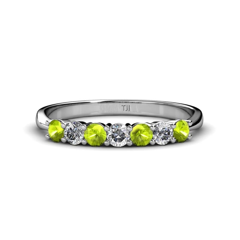 Reina 3.00 mm Peridot and Diamond 7 Stone Wedding Band 