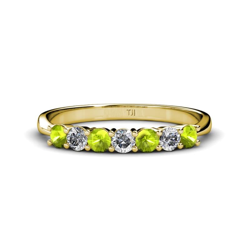 Reina 3.00 mm Peridot and Diamond 7 Stone Wedding Band 
