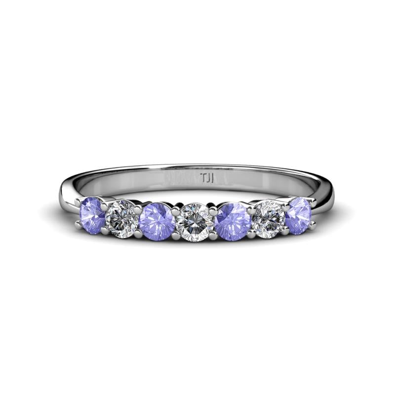 Reina 3.00 mm Tanzanite and Lab Grown Diamond 7 Stone Wedding Band 