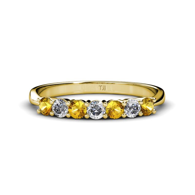 Reina 3.00 mm Citrine and Lab Grown Diamond 7 Stone Wedding Band 