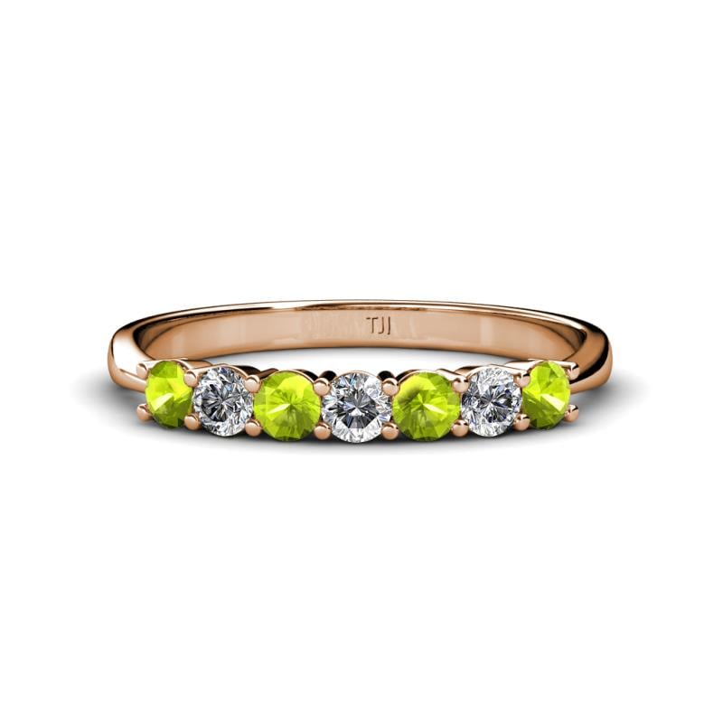 Reina 3.00 mm Peridot and Lab Grown Diamond 7 Stone Wedding Band 