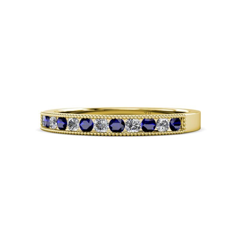 Ronia Blue Sapphire and Diamond 12 Stone Wedding Band 