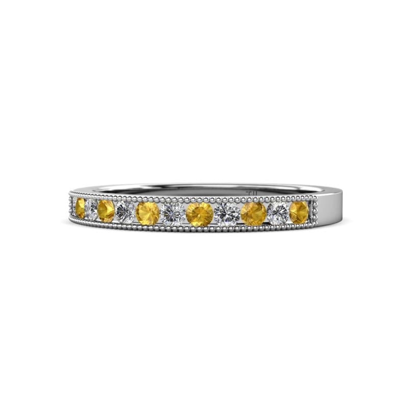 Ronia Citrine and Diamond 12 Stone Wedding Band 