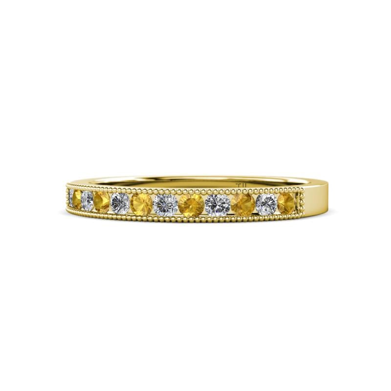 Ronia Citrine and Diamond 12 Stone Wedding Band 