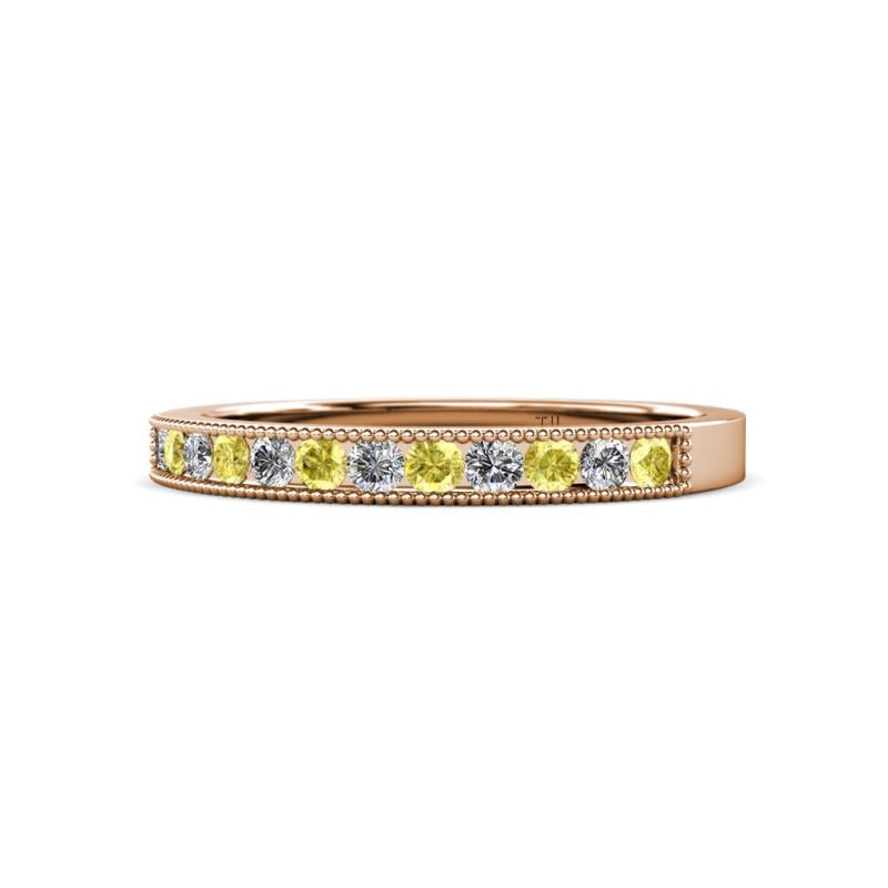Ronia Yellow Sapphire and Diamond 12 Stone Wedding Band 