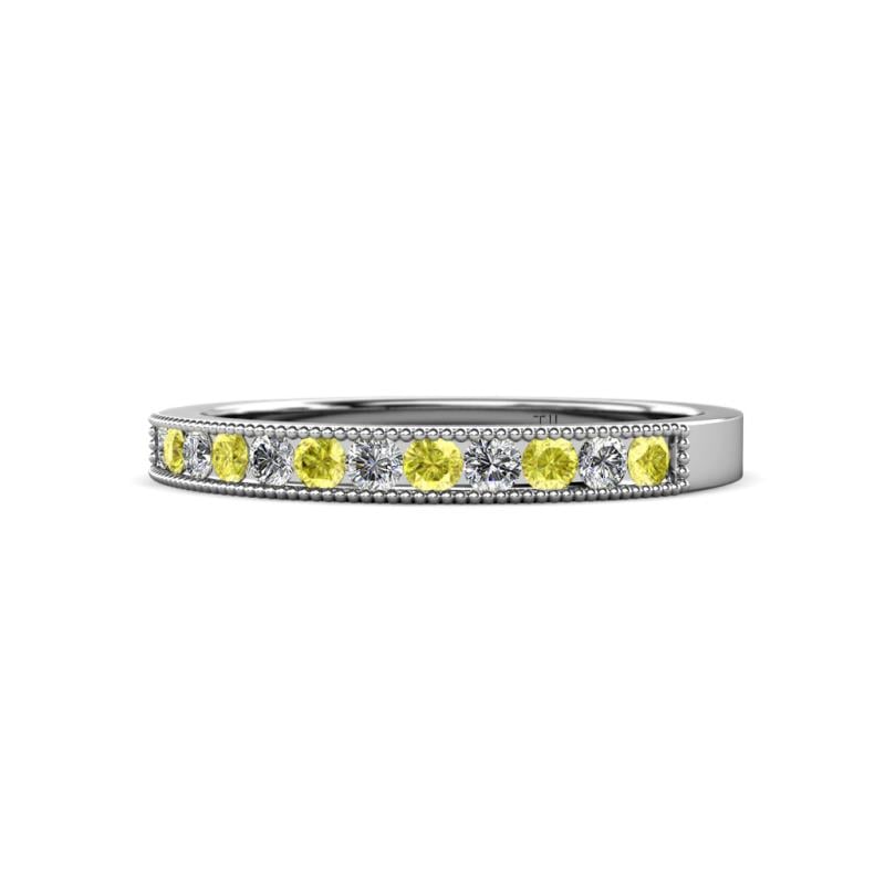 Ronia Yellow and White Diamond 12 Stone Wedding Band 