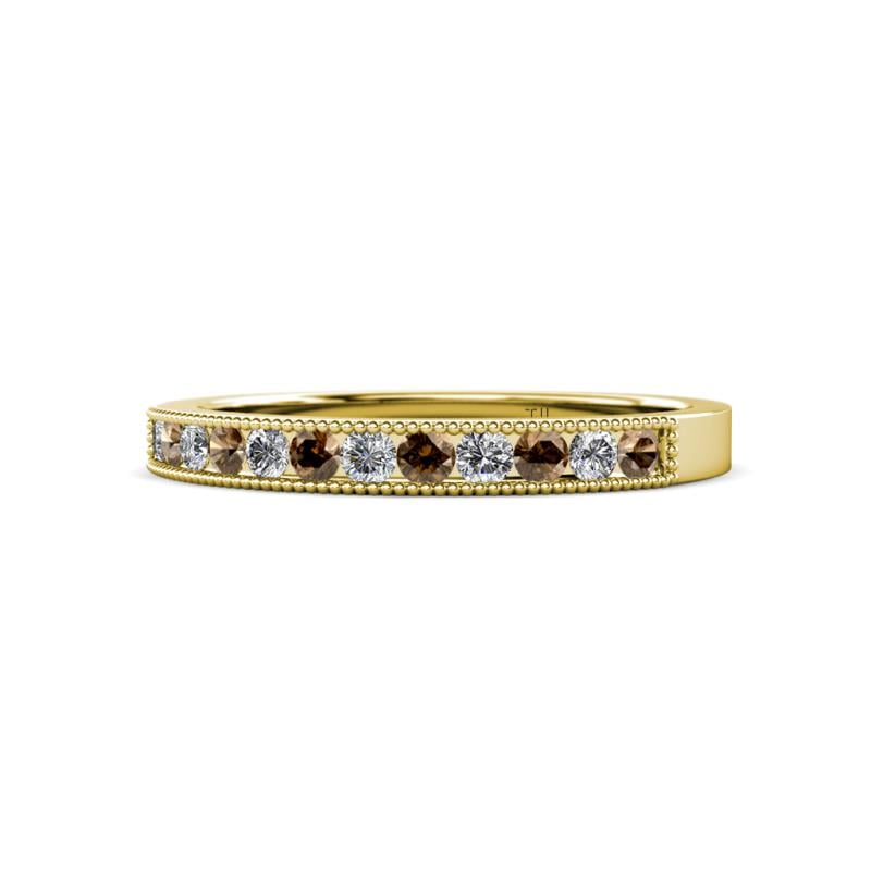 Ronia Smoky Quartz and Diamond 12 Stone Wedding Band 