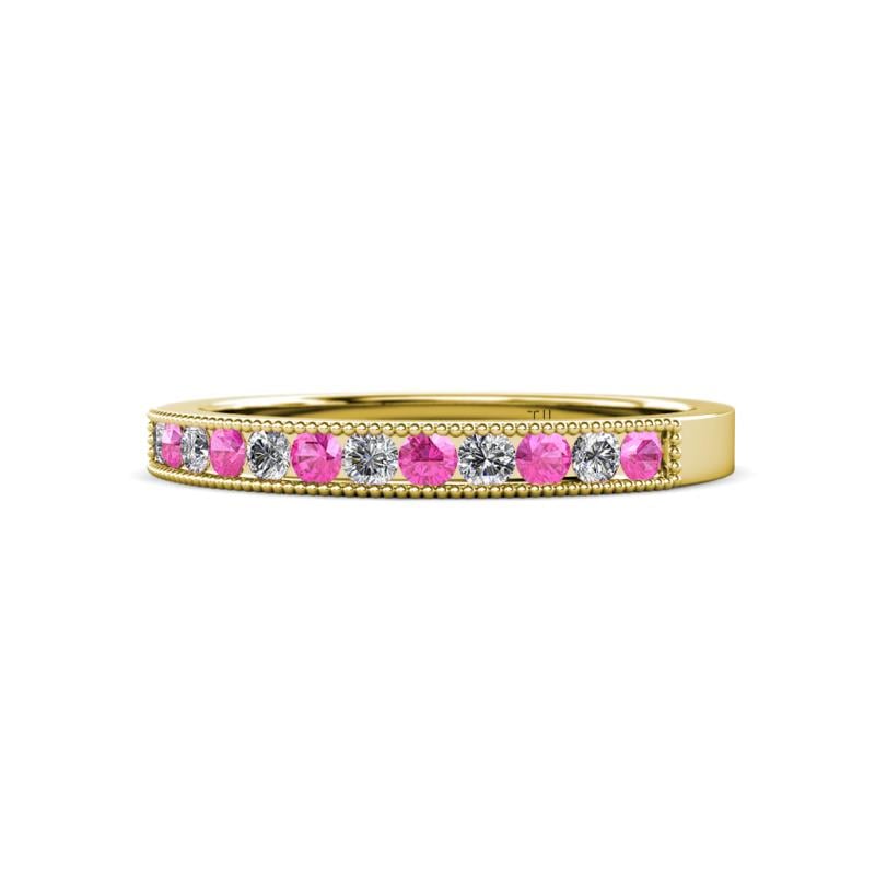 Ronia Pink Sapphire and Lab Grown Diamond 12 Stone Wedding Band 