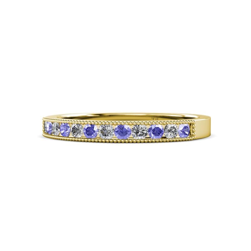 Ronia Tanzanite and Lab Grown Diamond 12 Stone Wedding Band 