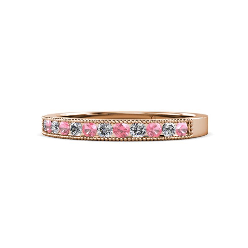 Ronia Pink Tourmaline and Lab Grown Diamond 12 Stone Wedding Band 