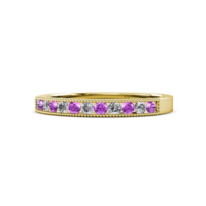 Ronia Amethyst and Lab Grown Diamond 12 Stone Wedding Band 
