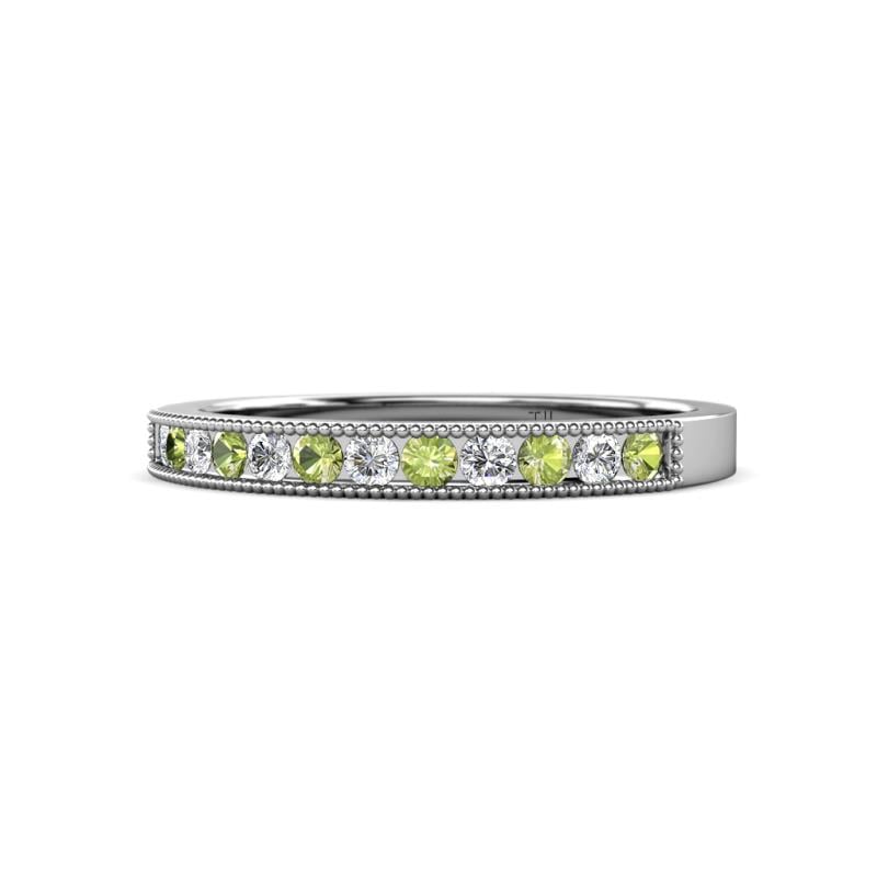 Ronia Peridot and Lab Grown Diamond 12 Stone Wedding Band 