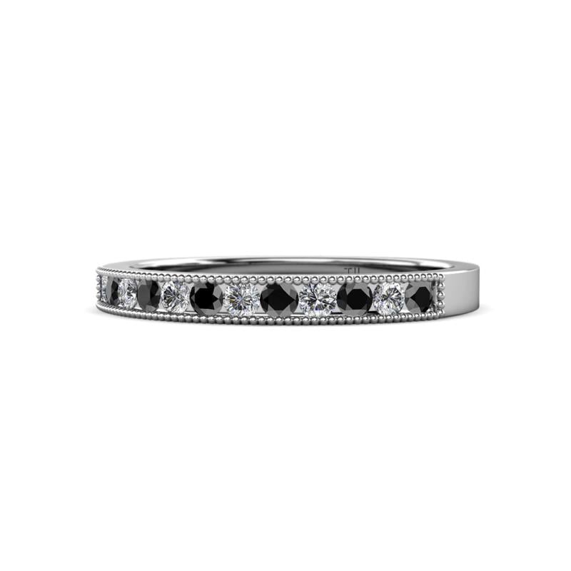 Ronia Black Diamond and White Lab Grown Diamond 12 Stone Wedding Band 