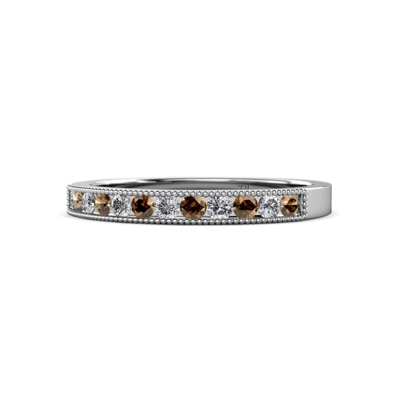 Ronia Smoky Quartz and Lab Grown Diamond 12 Stone Wedding Band 