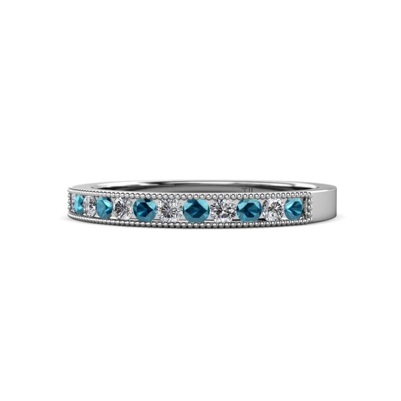 Ronia Blue Diamond and White Lab Grown Diamond 12 Stone Wedding Band 