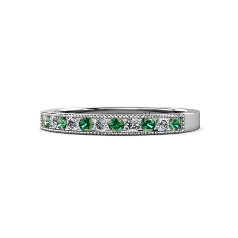 Ronia Lab Created Alexandrite and Diamond 12 Stone Wedding Band 