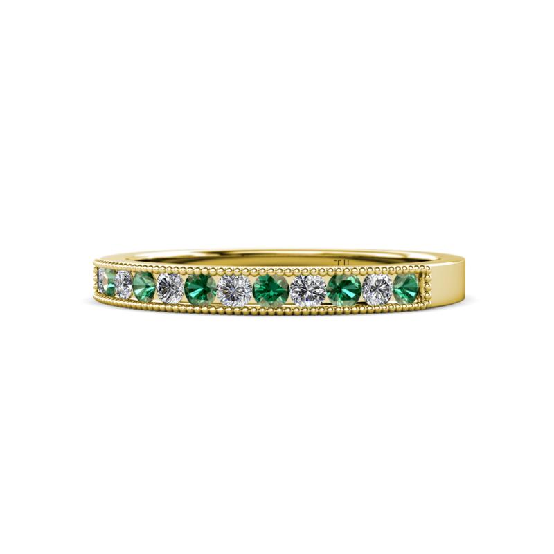 Ronia Lab Created Alexandrite and Diamond 12 Stone Wedding Band 