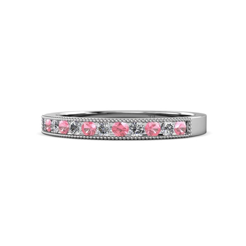 Ronia Pink Tourmaline and Diamond 12 Stone Wedding Band 