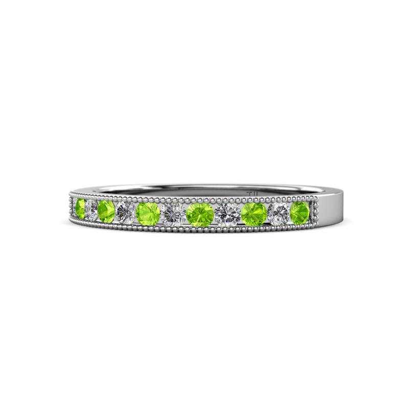 Ronia Peridot and Diamond 12 Stone Wedding Band 