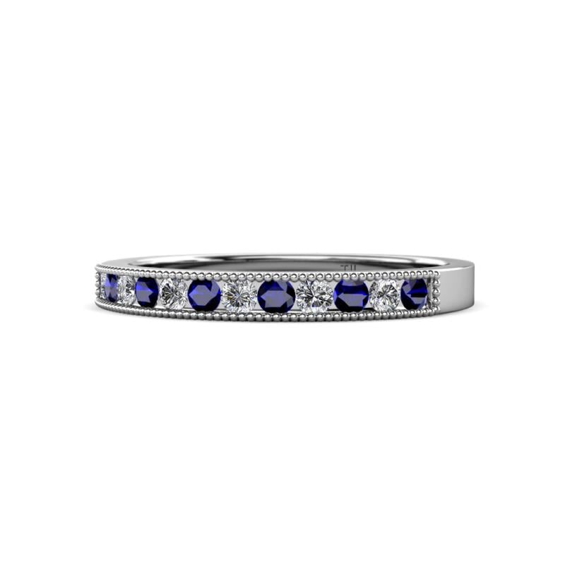 Ronia Blue Sapphire and Lab Grown Diamond 12 Stone Wedding Band 