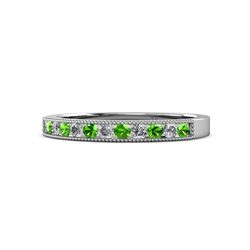 Ronia Green Garnet and Lab Grown Diamond 12 Stone Wedding Band 