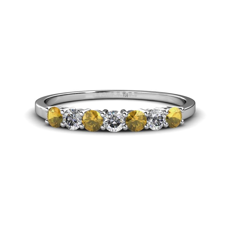 Vivian 3.00 mm Citrine and Lab Grown Diamond 7 Stone Wedding Band 