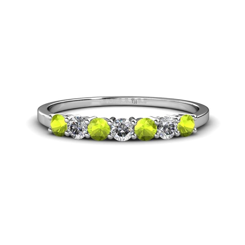 Vivian 3.00 mm Peridot and Lab Grown Diamond 7 Stone Wedding Band 