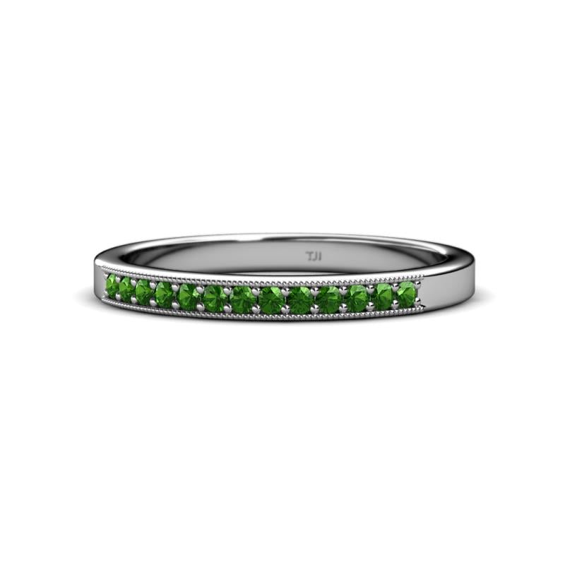 Janice 1.70 mm Green Garnet 13 Stone Wedding Band 