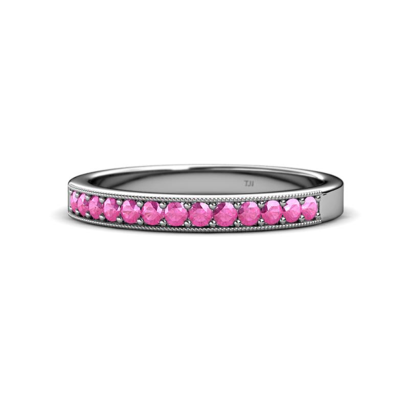 Janice 2.00 mm Round Pink Sapphire 13 Stone Wedding Band 