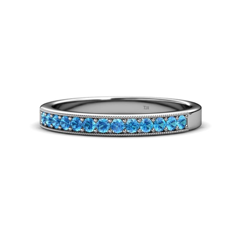 Janice 2.00 mm Round Blue Topaz 13 Stone Wedding Band 